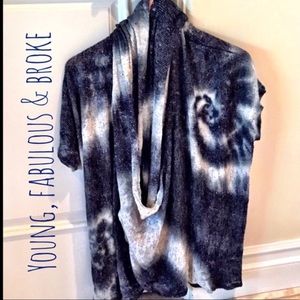 YF&B Tie-dyed sweater with deep cross-over front